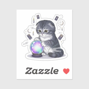 Crystal Fold – Cute Scottish Fold Cat Halloween Sticker