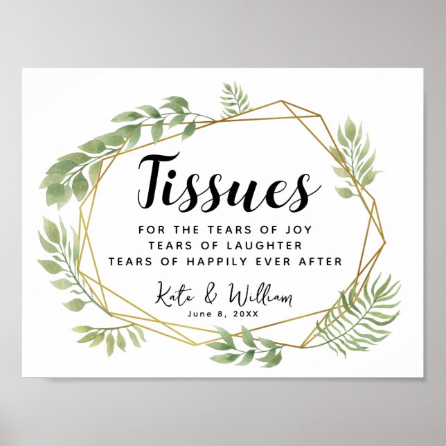 Crystal foliage ceremony tissues wedding sign (Front)