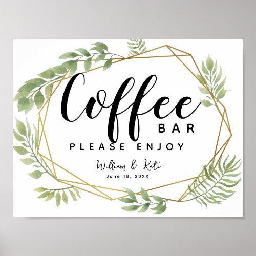 crystal foliage greeneryoffee bar station sign