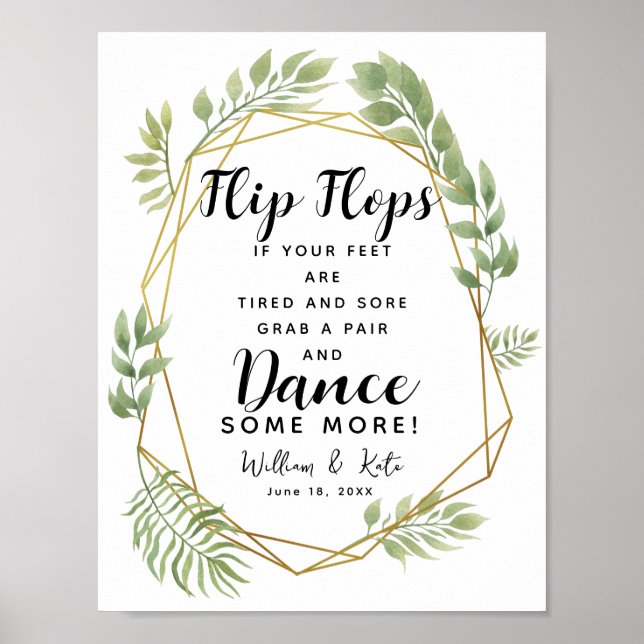 Crystal  foliage wedding flip flops wedding sign (Front)