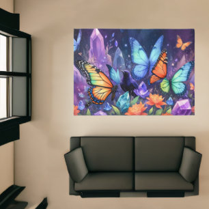 Crystal Garden Crows, Raven Butterflies Rug