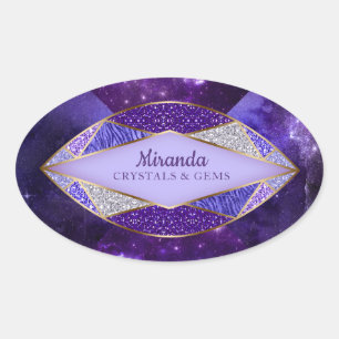 Crystal Gem Stone Star Galaxy Oval Sticker 2
