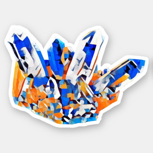 Crystal Gems Rocks Blue Orange Abstract Art Sticker