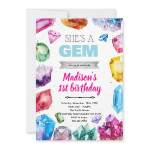 Crystal Gemstone Birthday Invitation