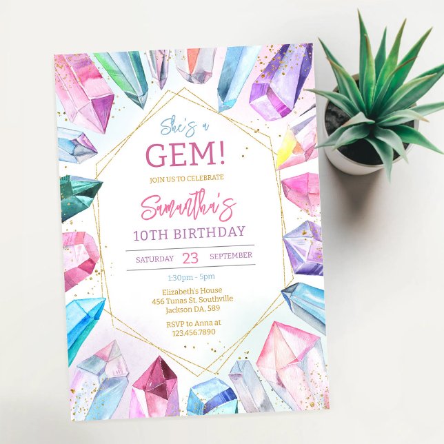 Crystal Gemstone Birthday Invitation (Creator Uploaded)