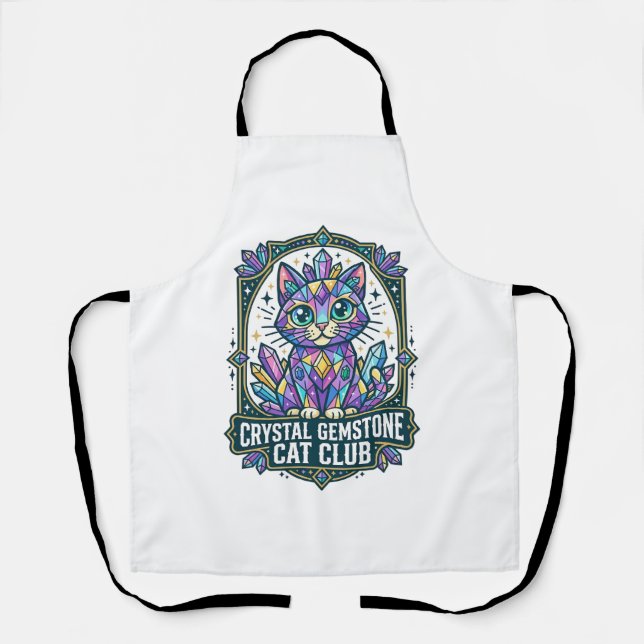 Crystal Gemstone Cat Cat Mom Gift Idea - Crystal G Apron (Front)