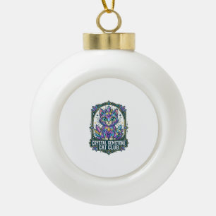 Crystal Gemstone Cat Cat Mom Gift Idea - Crystal G Ceramic Ball Christmas Ornament