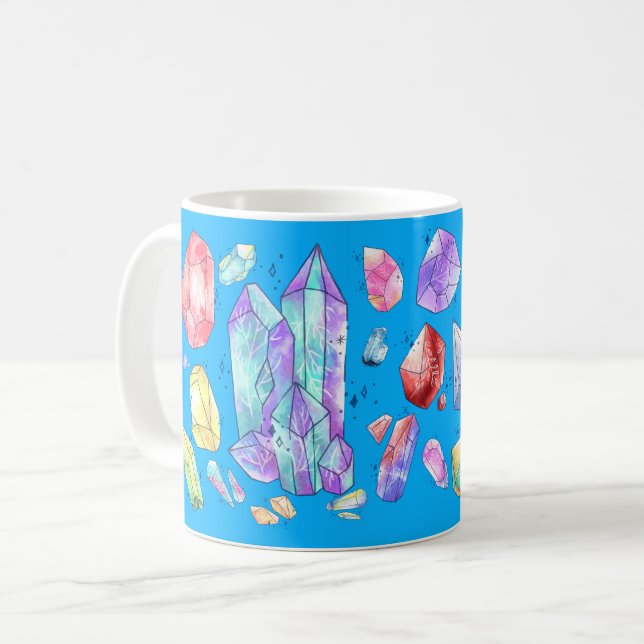 Crystal Gemstone Custom Full Wrap Coffee Mug (Front Left)