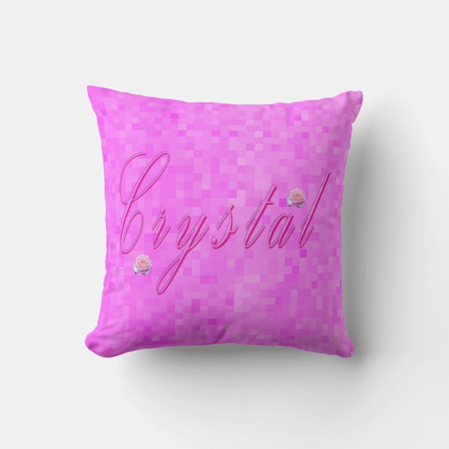 Crystal Girls Name Logo, Throw Pillow (Front)