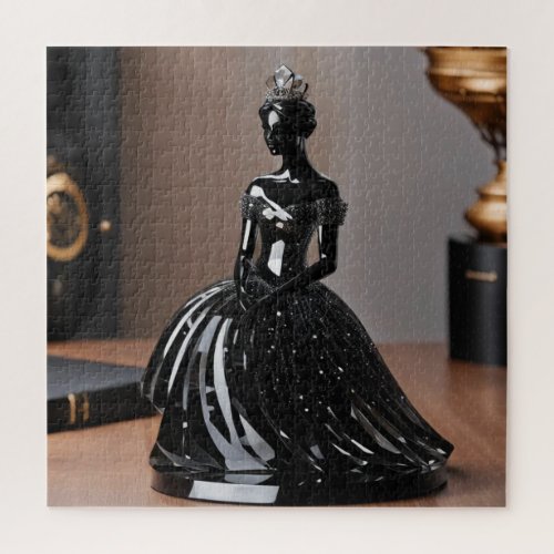 Crystal glass princess with black dress jigsaw puzzle