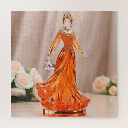 Crystal glass princess with orange dress jigsaw puzzle