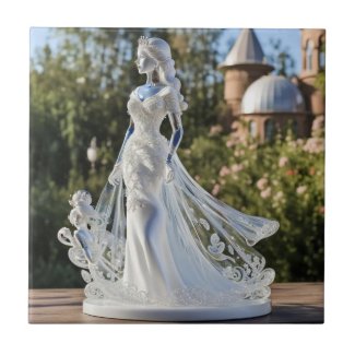 Crystal glass princess with white dress