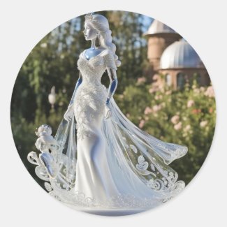 Crystal glass princess with white dress