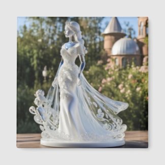 Crystal glass princess with white dress