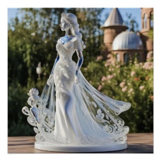 Crystal glass princess with white dress