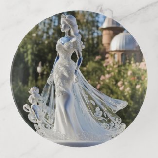 Crystal glass princess with white dress