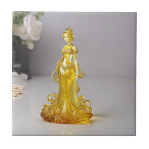 Crystal glass princess with yellow dress ceramic tile