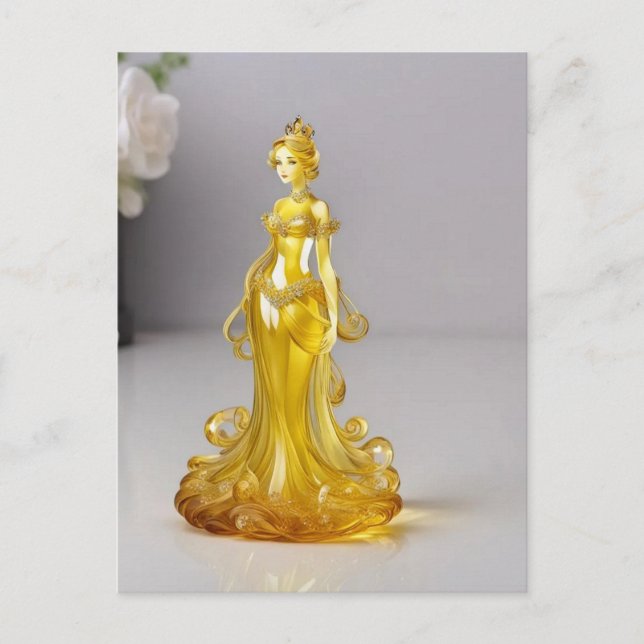 Crystal glass princess with yellow dress postcard (Front)