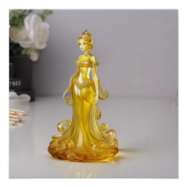 Crystal glass princess with yellow dress poster (Front)