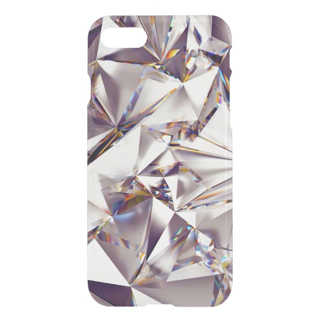 Crystal Glass Silver Mosaic Mirror Pattern Design Uncommon iPhone Case (Back)