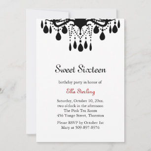 Crystal Grand Ballroom Birthday Invitation (black)