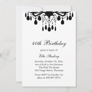 Crystal Grand Ballroom Birthday Invitation (black)