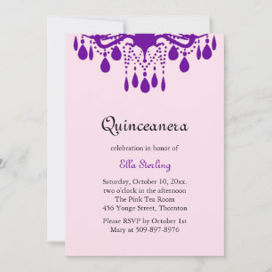 Crystal Grand Ballroom Birthday Invitation purple