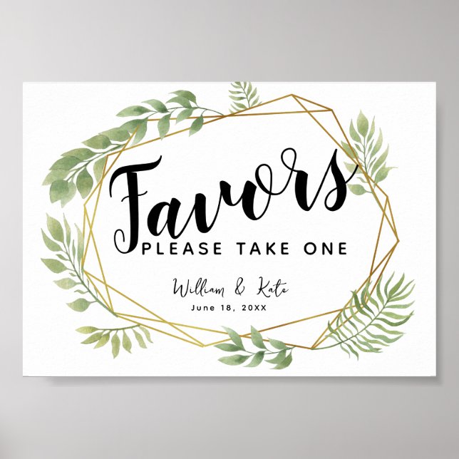 crystal greenery green  Favors party/wedding sign (Front)