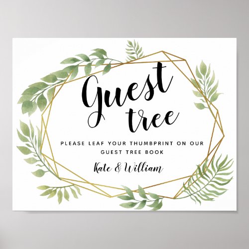 Crystal greenery wedding guestbook Tree SIGN