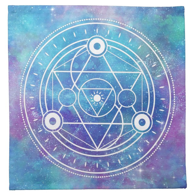 *~* CRYSTAL GRID Round Sacred Geometry Symbol Cloth Napkin (Front)