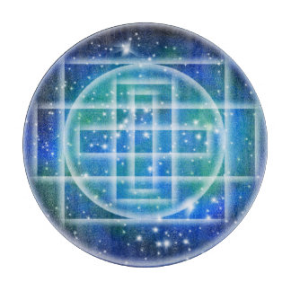 Crystal Grid Sacred Geometry Glass Base Cutting Board
