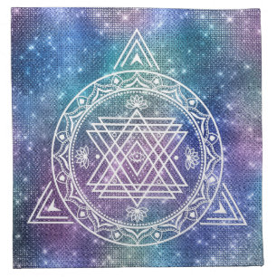 *~* CRYSTAL GRID Sacred Geometry Symbol Cotton Clo Cloth Napkin