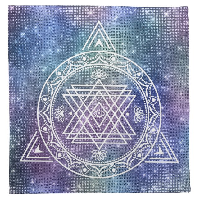 *~* CRYSTAL GRID Sacred Geometry Symbol Cotton Clo Cloth Napkin (Front)