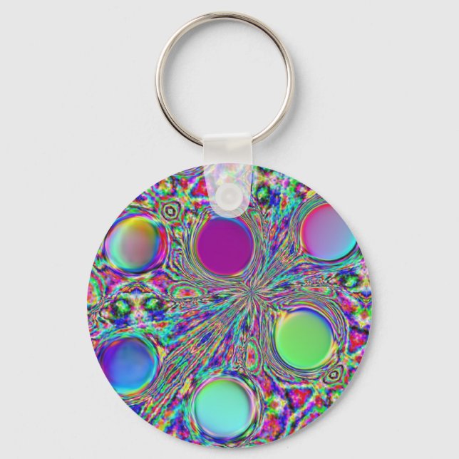 Crystal Groovy Polka Dots Keychain (Front)