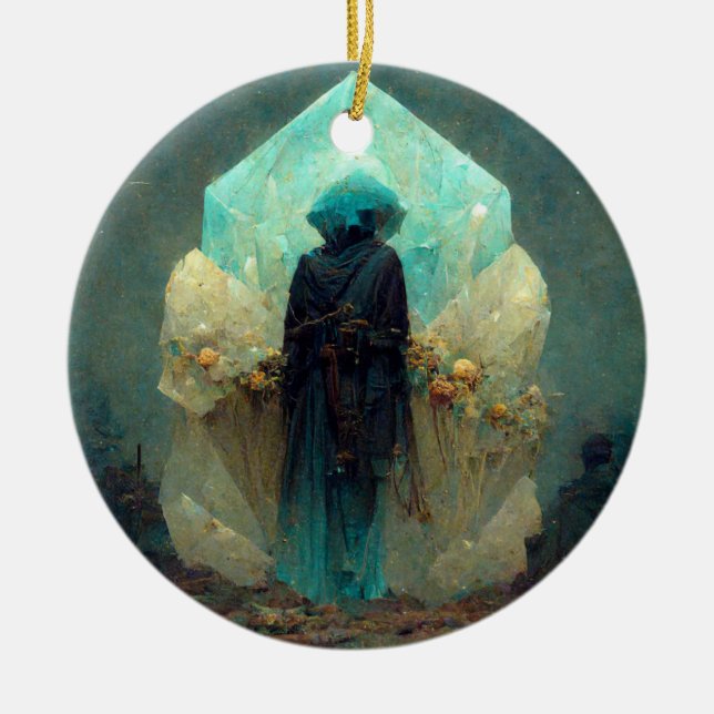 Crystal Guardian Alien Sci-Fi Fantasy Ceramic Ornament (Front)