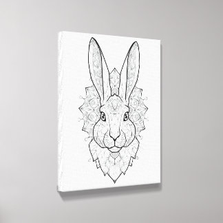 Crystal Hare Geometric Art Print | Elegant Rabbit Canvas Photo Tile