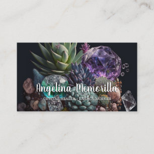Crystal Healer Energy Worker Succulents Crystals Business Card