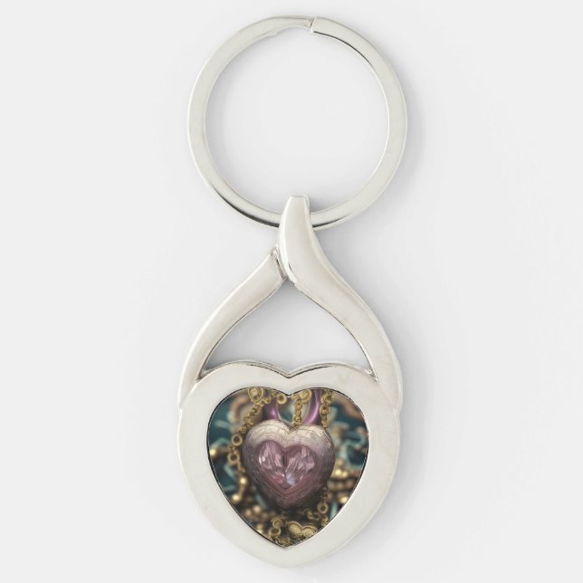 Crystal Heart Amulet Keychain (Front)