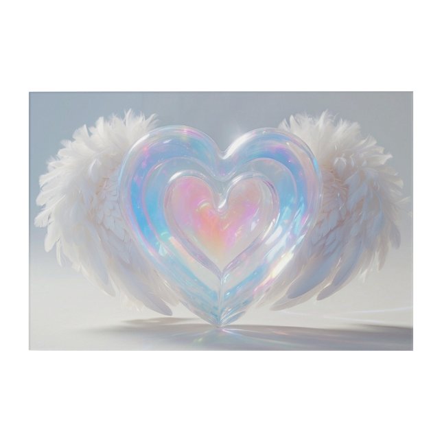 *~* Crystal Heart Angel Wings AP78  Acrylic Print (Front)