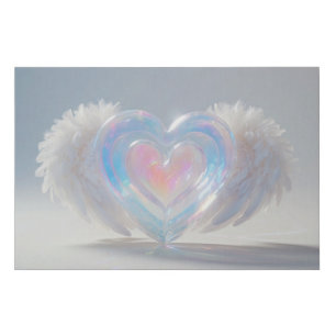 *~* Crystal Heart Angel Wings AP78  Faux Canvas Print