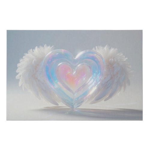  Crystal Heart Angel Wings AP78  Faux Canvas Print