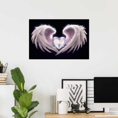  Crystal Heart Angel Wings  AP78 Opal Poster