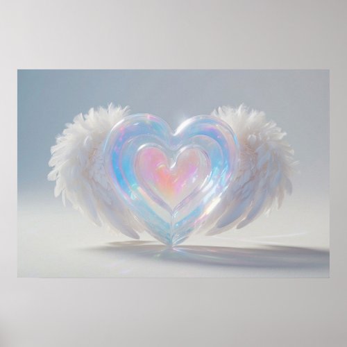  Crystal Heart Angel Wings AP78  Poster