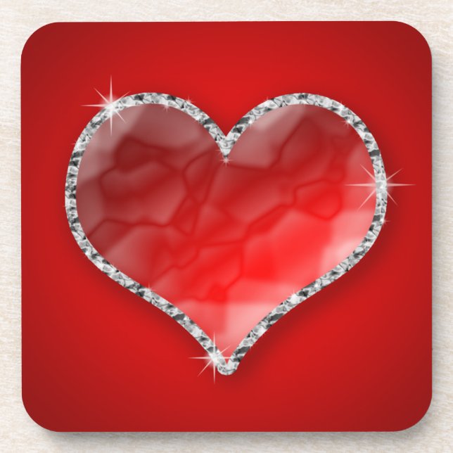 Crystal Heart Beverage Coaster (Front)