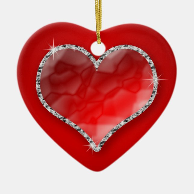 Crystal Heart Ceramic Ornament (Front)