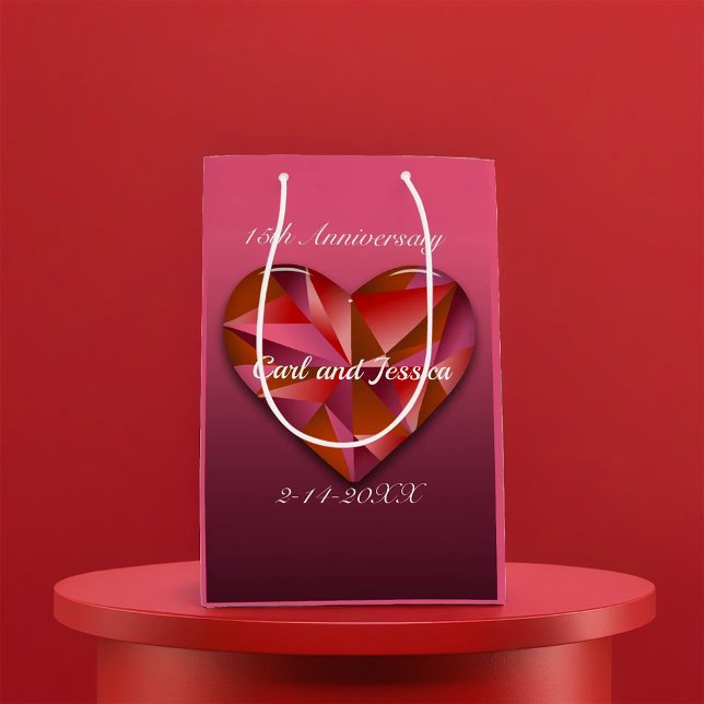 Crystal Heart For 15th Anniversary Medium Gift Bag (Creator Uploaded)