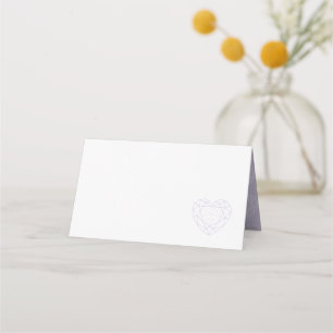 Crystal heart gem line art guest place cards