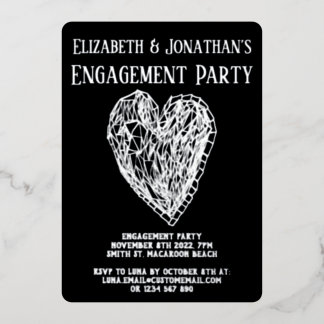 Crystal Heart Luxe Engagement Party Invitation Foil Invitation
