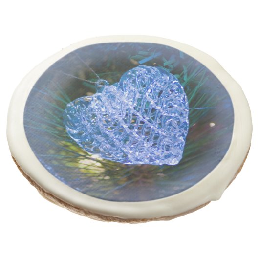 Crystal Heart Ornament Sugar Cookie (Angled)