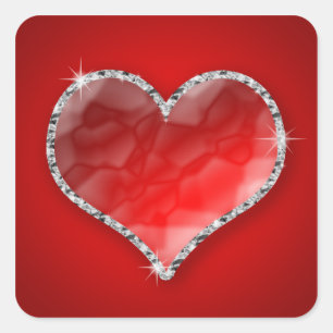 Crystal Heart Square Sticker